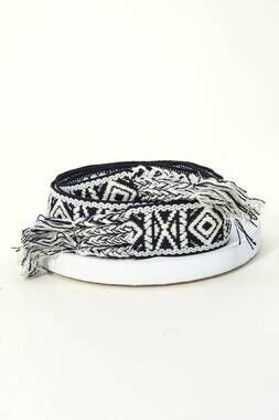 NEW ANARCHY STREET women's boho pattern embroidered braided belt in black